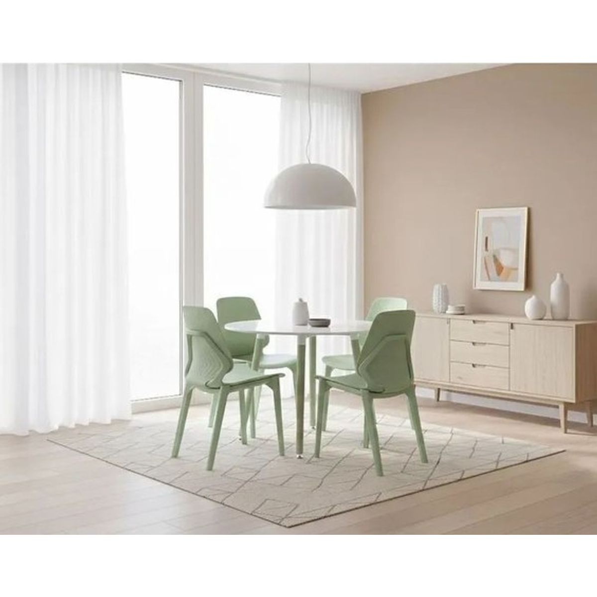 Juego Mesa Barulich Diam 1m +4sillas Gao Verde